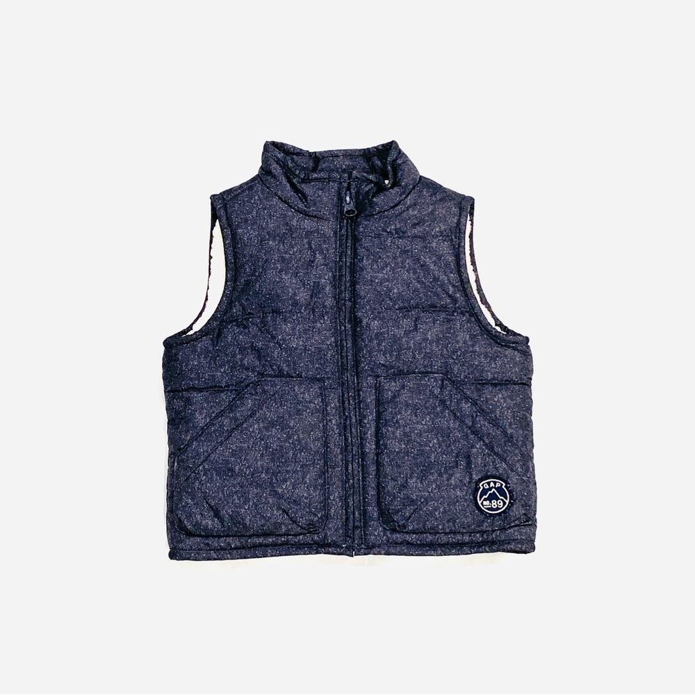 babyGap Blue Grey Sherpa Lined Puffer Vest